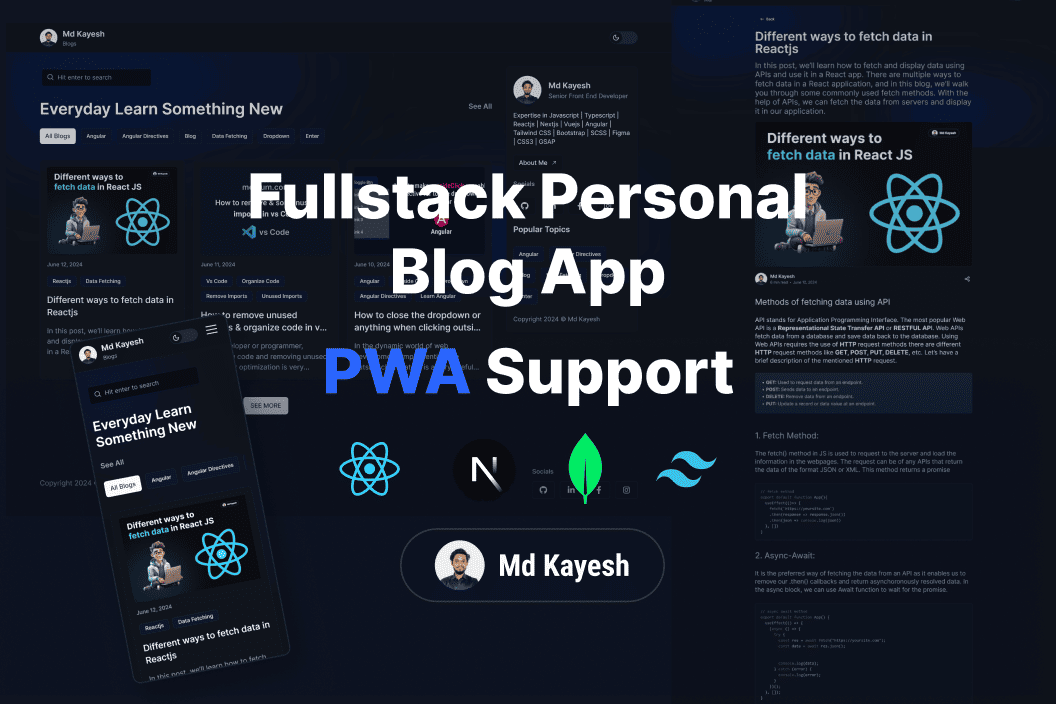 Welcome to my blog, I'm Md Kayesh a Senior Front End Developer, and this is where I share my passion about programming, design and development thoughts. I believe in a practical approach, so here I document my latest explorations. Learn about the latest trends, JavaScript tips, and user experience advice. Get easy-to-understand guides and personal insights from me.